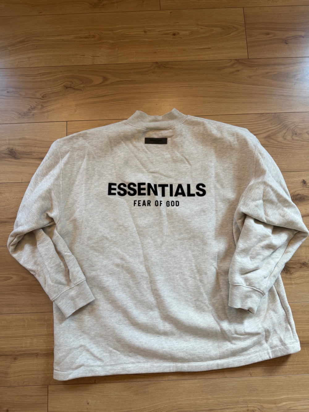Essentials Light Gray Sweatshirt with Black Patch Logo